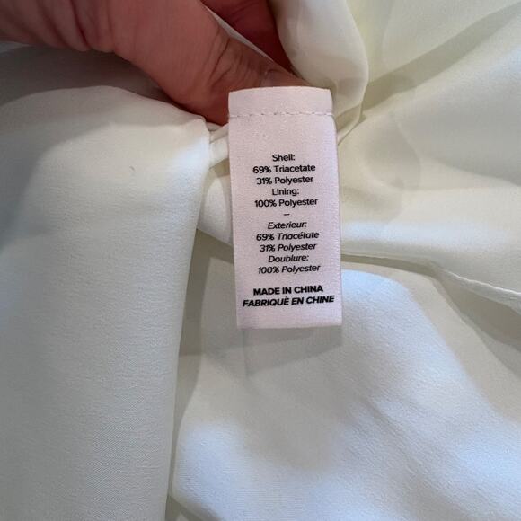 Cinq à Sept Tally Dress Ivory Women's Small Tie Shoulder Fluted Mini 8 NWT - Picture 6 of 7